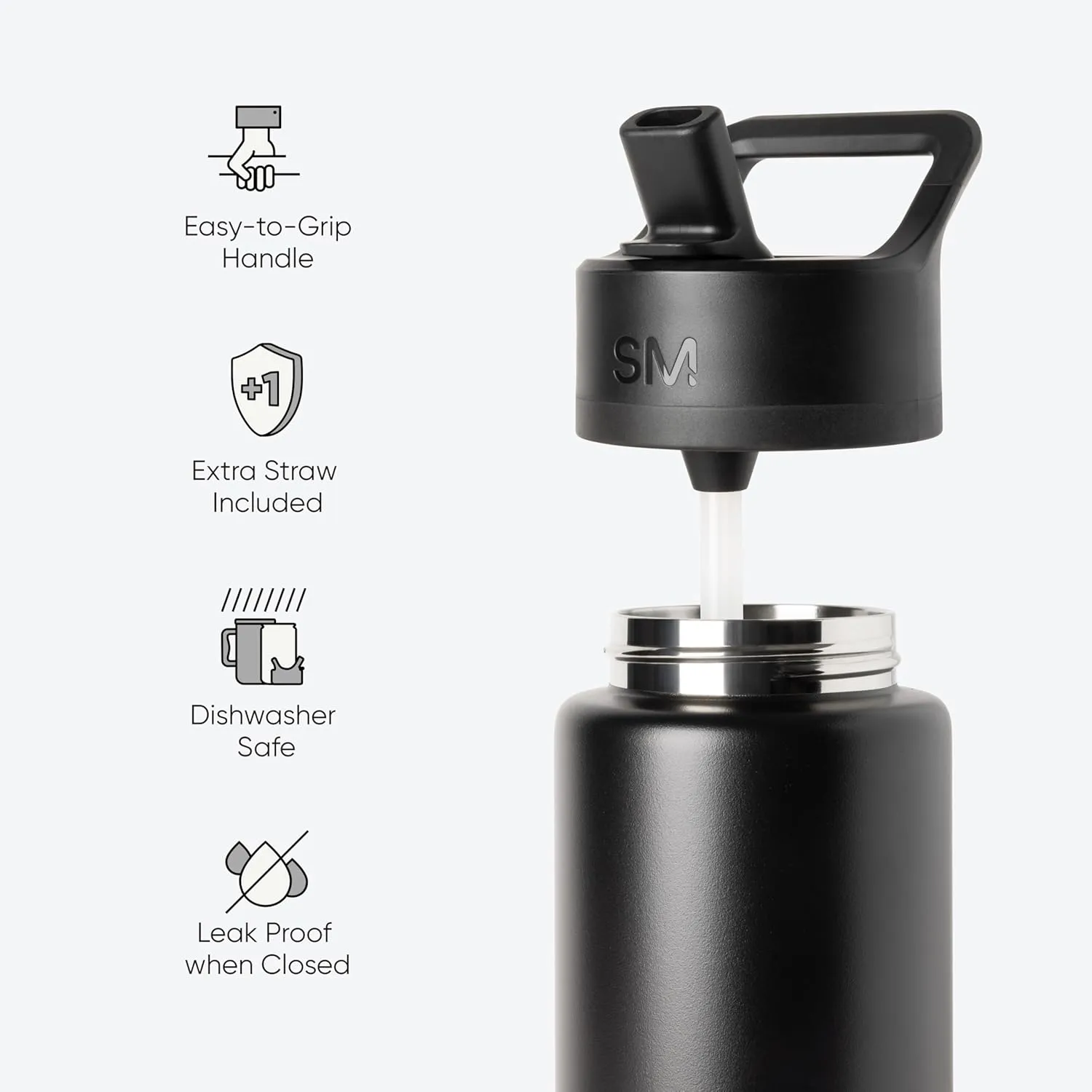 Simple Modern Water Bottle with Straw Lid | Vacuum Insulated Stainless Steel Metal Thermos | Reusable Leak Proof BPA-Free Flask for Sports Gym | Summit Collection | 30oz, Lavender Mist