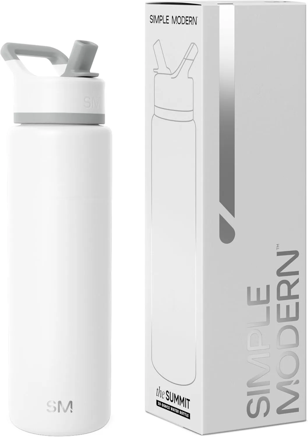 Simple Modern Water Bottle with Straw Lid | Vacuum Insulated Stainless Steel Metal Thermos | Reusable Leak Proof BPA-Free Flask for Sports Gym | Summit Collection | 30oz, Winter White Mix