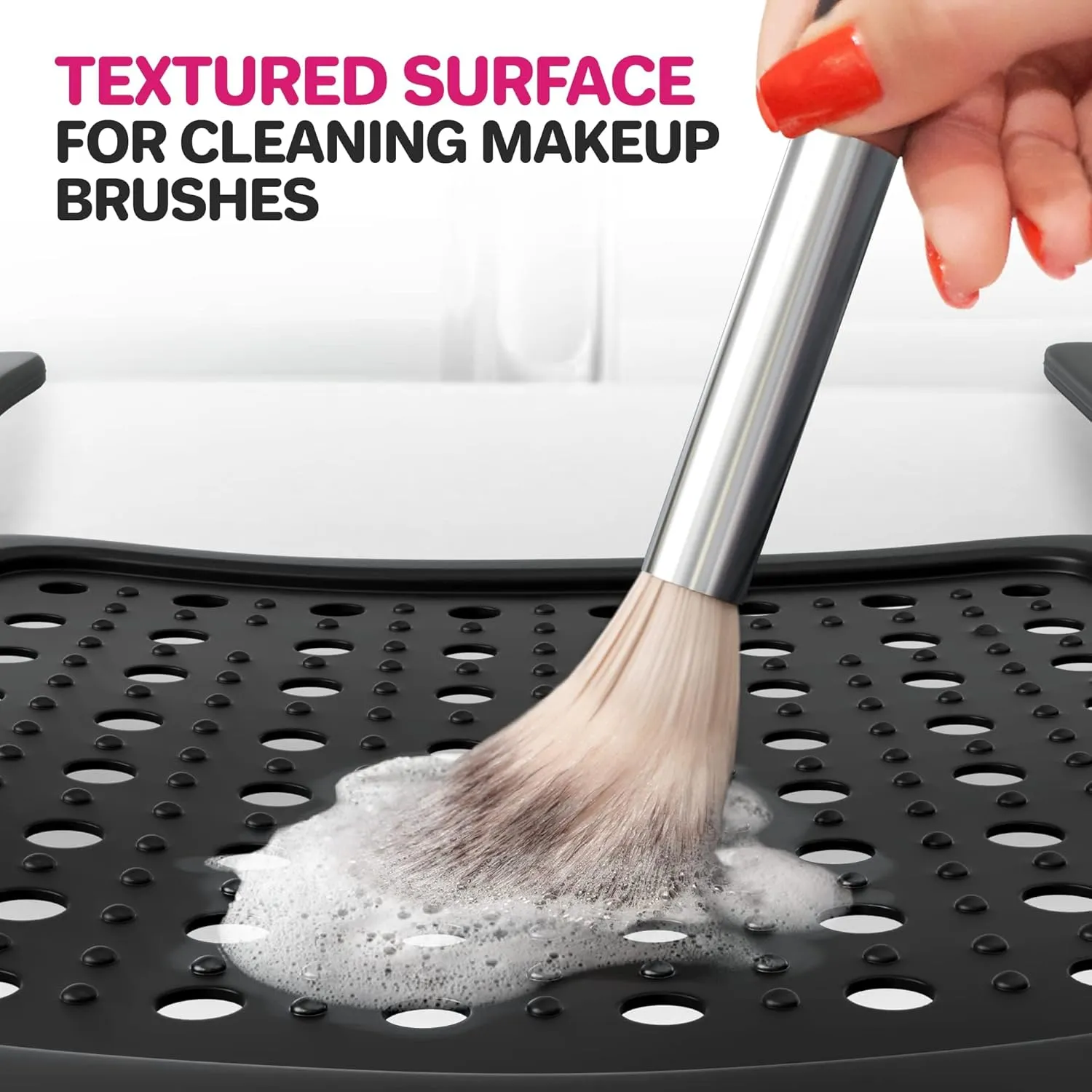 Sink Topper Foldable Sink Cover | Silicone Beauty Makeup Brush Cleaning Mat | Hot Tools Organizer | Bathroom Cover for Counter Space & Storage Saver | Traveling Must Haves for RV | Standard, Black