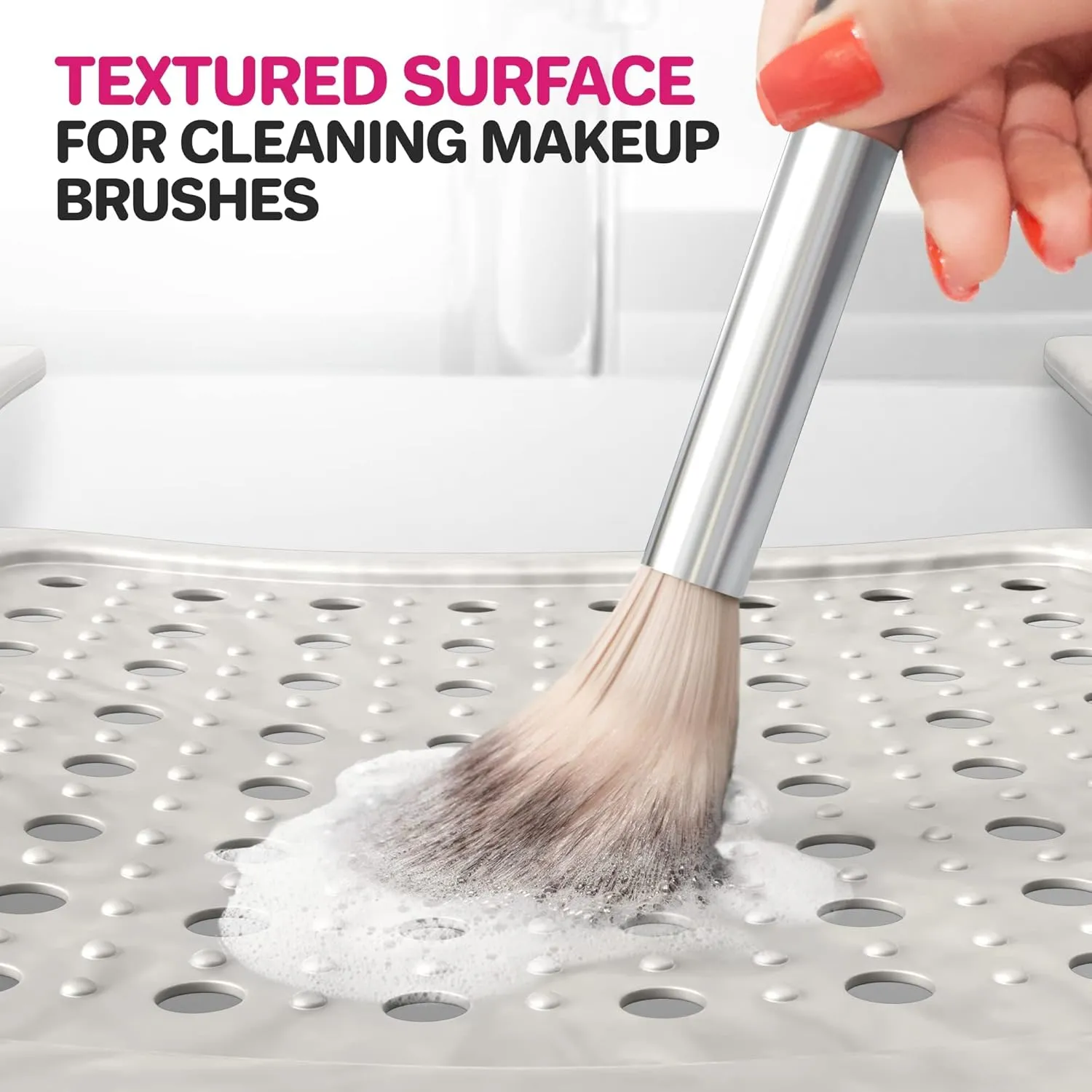 Sink Topper Foldable Sink Cover | Silicone Beauty Makeup Brush Cleaning Mat | Hot Tools Organizer | Bathroom Cover for Counter Space & Storage Saver | Traveling Must Haves for RV | Standard, Pearl