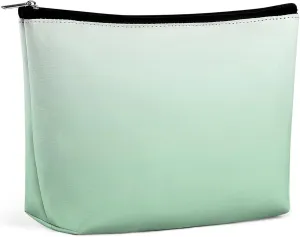 Small Cosmetic Bag, White Pale White and Mint Green Ombre Makeup Bags Elegant Roomy Pouch for Women,Travel Toiletry Accessories Organizer