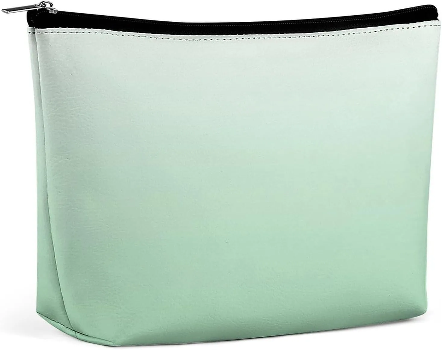 Small Cosmetic Bag, White Pale White and Mint Green Ombre Makeup Bags Elegant Roomy Pouch for Women,Travel Toiletry Accessories Organizer