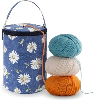 Small Portable Yarn Holder with Anti-Tangle Design, Crochet Yarn Bag for 2-3 Standard Size Balls and Tools,Ideal Crocheting Gifts for Women and Crocheter (Light Blue)