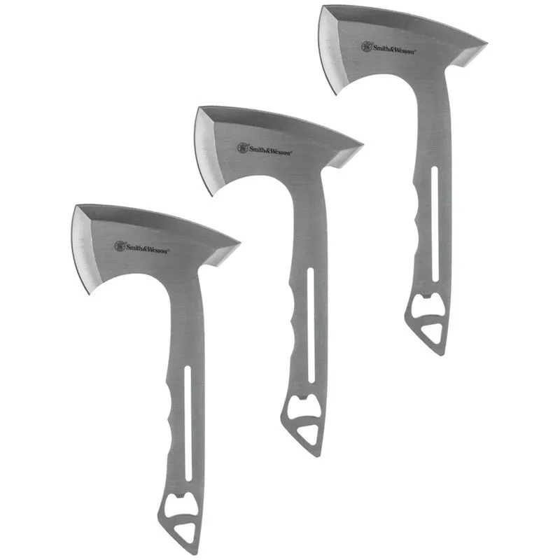 SMITH & WESSON HAWKEYE THROWING AXE SET SATIN STAINLESS STEEL SHEATH SW1117231