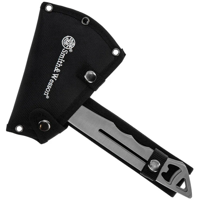 SMITH & WESSON HAWKEYE THROWING AXE SET SATIN STAINLESS STEEL SHEATH SW1117231