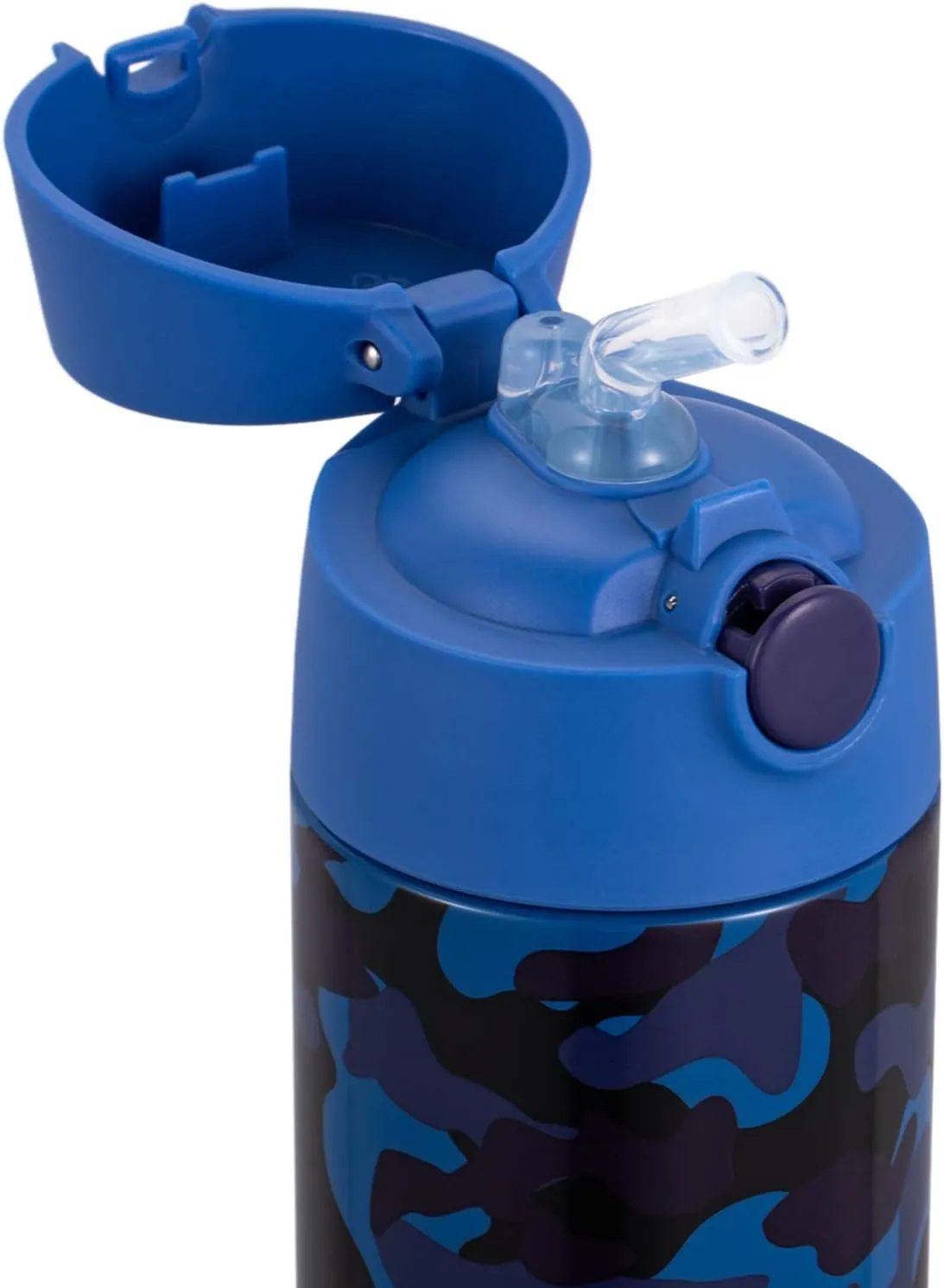 Snug Kids Water Bottle - insulated stainless steel thermos with straw (Girls/Boys) - Camo, 17oz