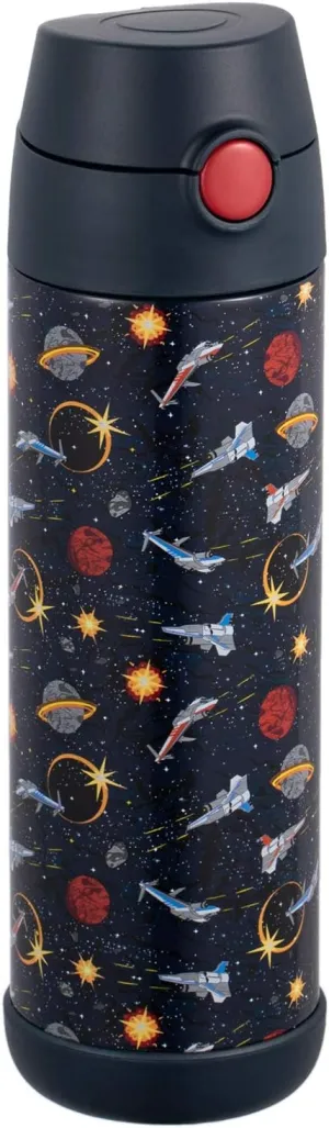 Snug Kids Water Bottle - insulated stainless steel thermos with straw (Girls/Boys) - Space Wars, 17oz