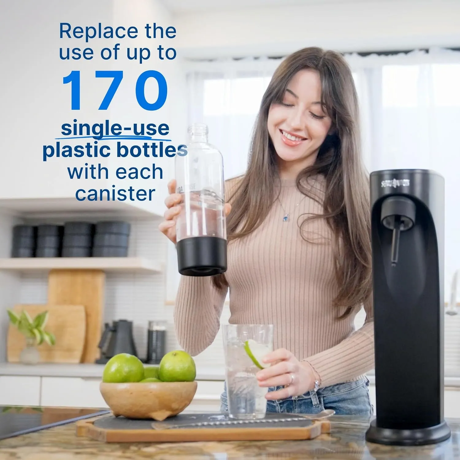 Soda Sense 60L Threaded Full Refillable CO2 Canister 1 Pack, Compatible w/All Threaded 'Screw-In' Soda Makers Including SodaStream [Excludes Quick Connect machines like ART, TERRA ENSO, and DUO]