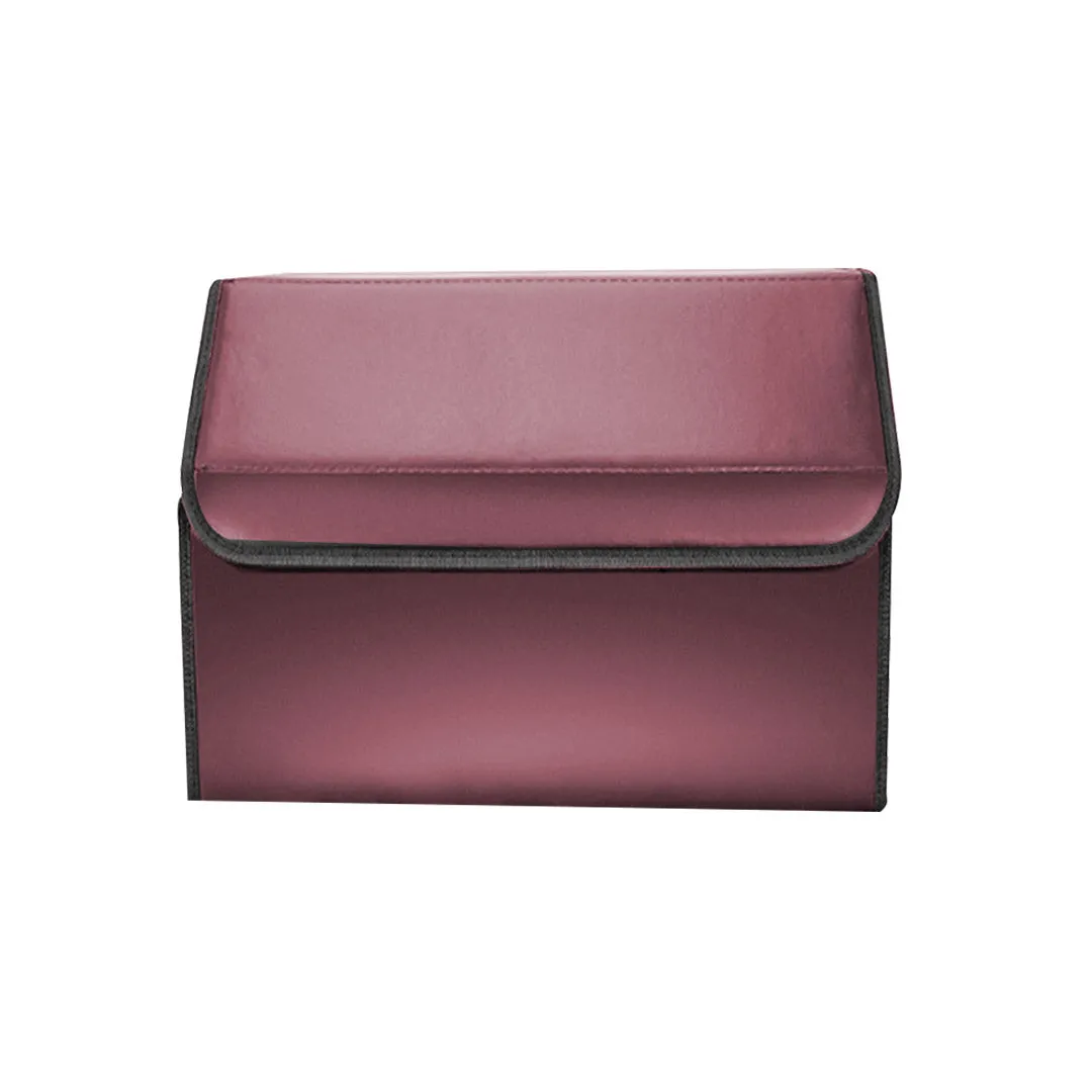 SOGA 4X  Leather Car Boot Collapsible Foldable Trunk Cargo Organizer Portable Storage Box Red Small