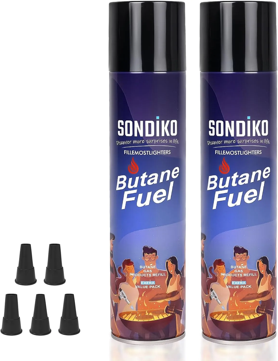 Sondiko Butane Fuel Refill 2 Pack, Premium Butane Refill, Butane Fuel Canister for Torch Lighter, Kitchen Torch, Butane Torch(2 Pack)