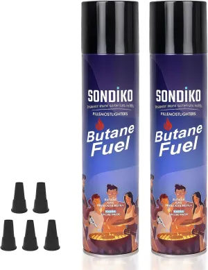 Sondiko Butane Fuel Refill 2 Pack, Premium Butane Refill, Butane Fuel Canister for Torch Lighter, Kitchen Torch, Butane Torch(2 Pack)