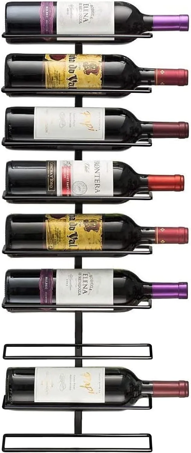 Sorbus Wall Mount Wine Rack (Holds 9 Bottles) - Wine Rack Wall Mounted for Wine Bottles, Liquor, Champagne, Black Metal Wine Bottle Holder for Home Bar, Wine Kitchen Storage
