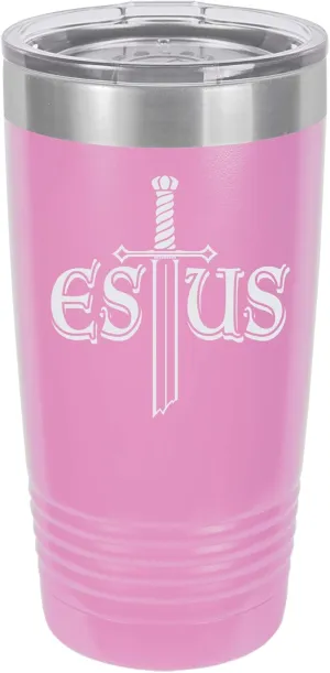 Souls of the Dark Estus Flask Design Engraved Vacuum Insulated Travel Drink Tumbler, 20 Oz., Fuchsia