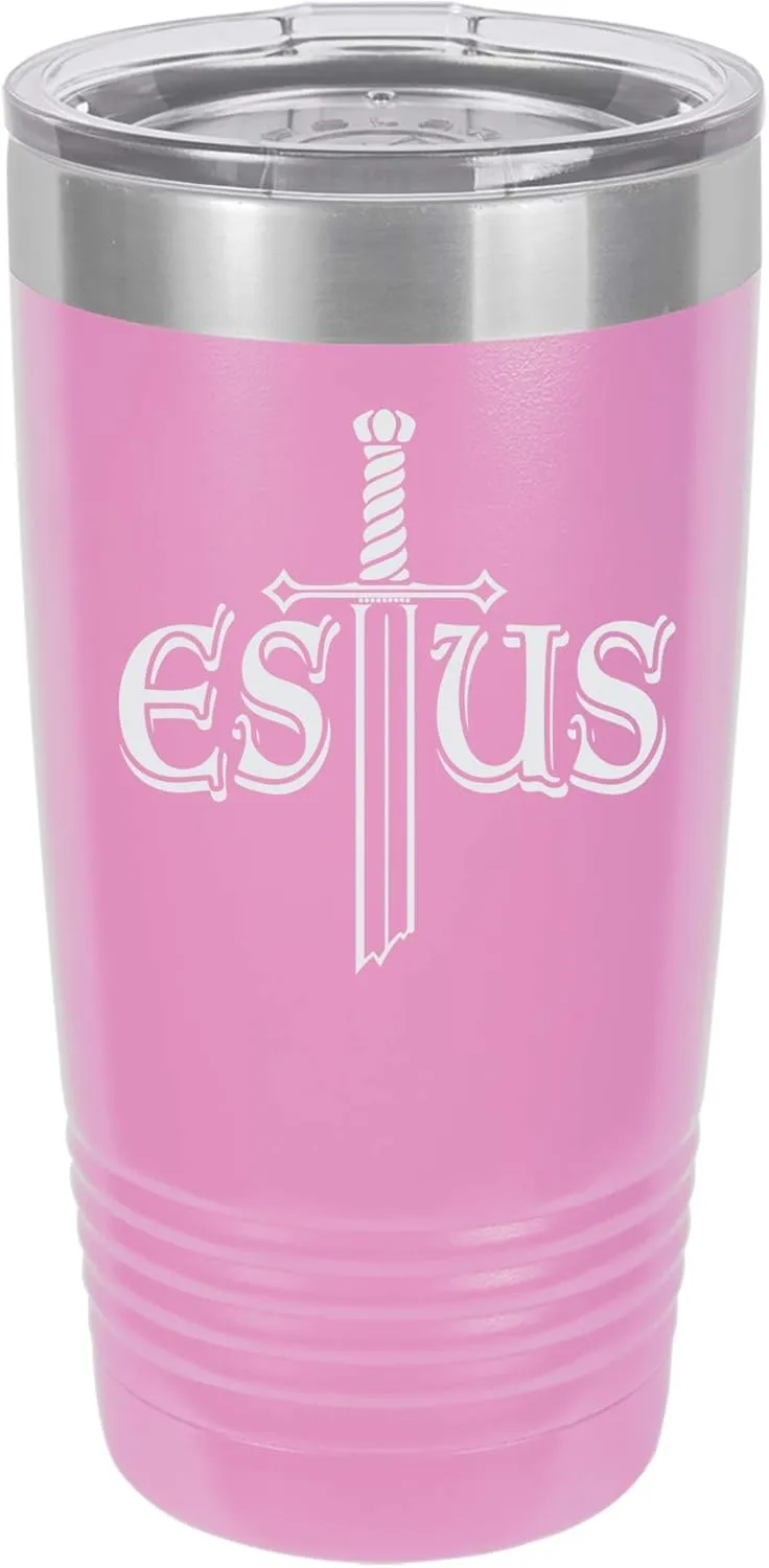 Souls of the Dark Estus Flask Design Engraved Vacuum Insulated Travel Drink Tumbler, 20 Oz., Fuchsia