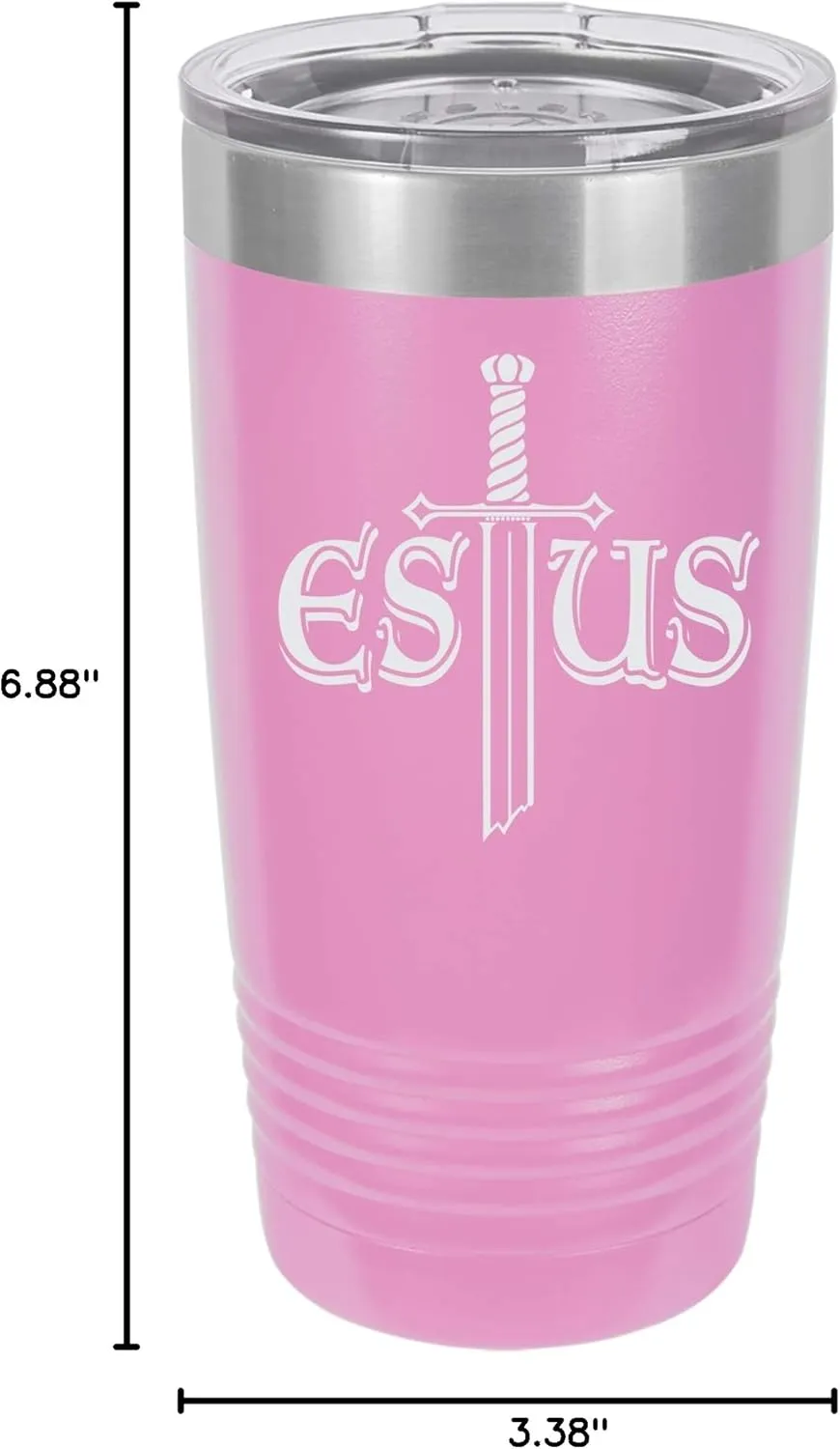 Souls of the Dark Estus Flask Design Engraved Vacuum Insulated Travel Drink Tumbler, 20 Oz., Fuchsia