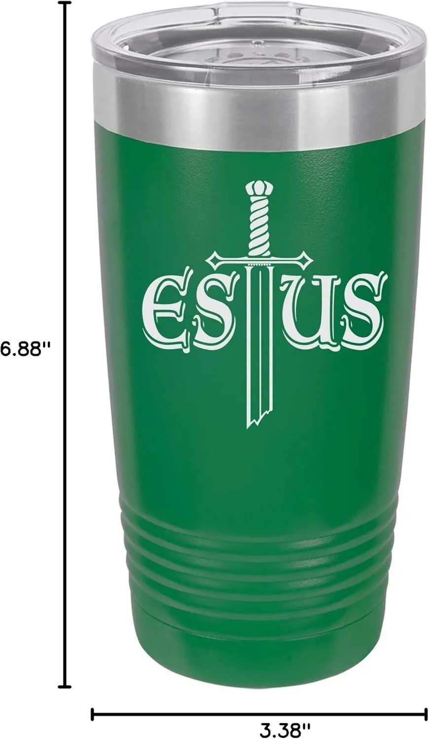 Souls of the Dark Estus Flask Design Engraved Vacuum Insulated Travel Drink Tumbler, 20 Oz., Green