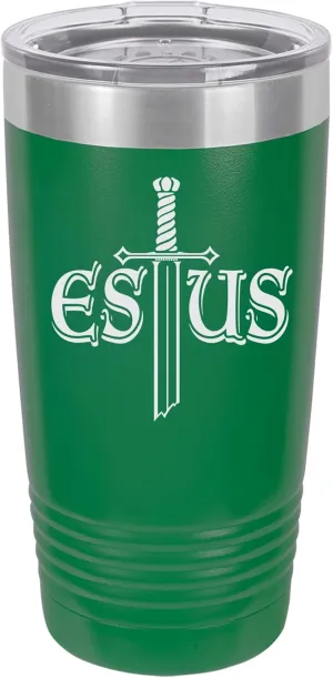 Souls of the Dark Estus Flask Design Engraved Vacuum Insulated Travel Drink Tumbler, 20 Oz., Green