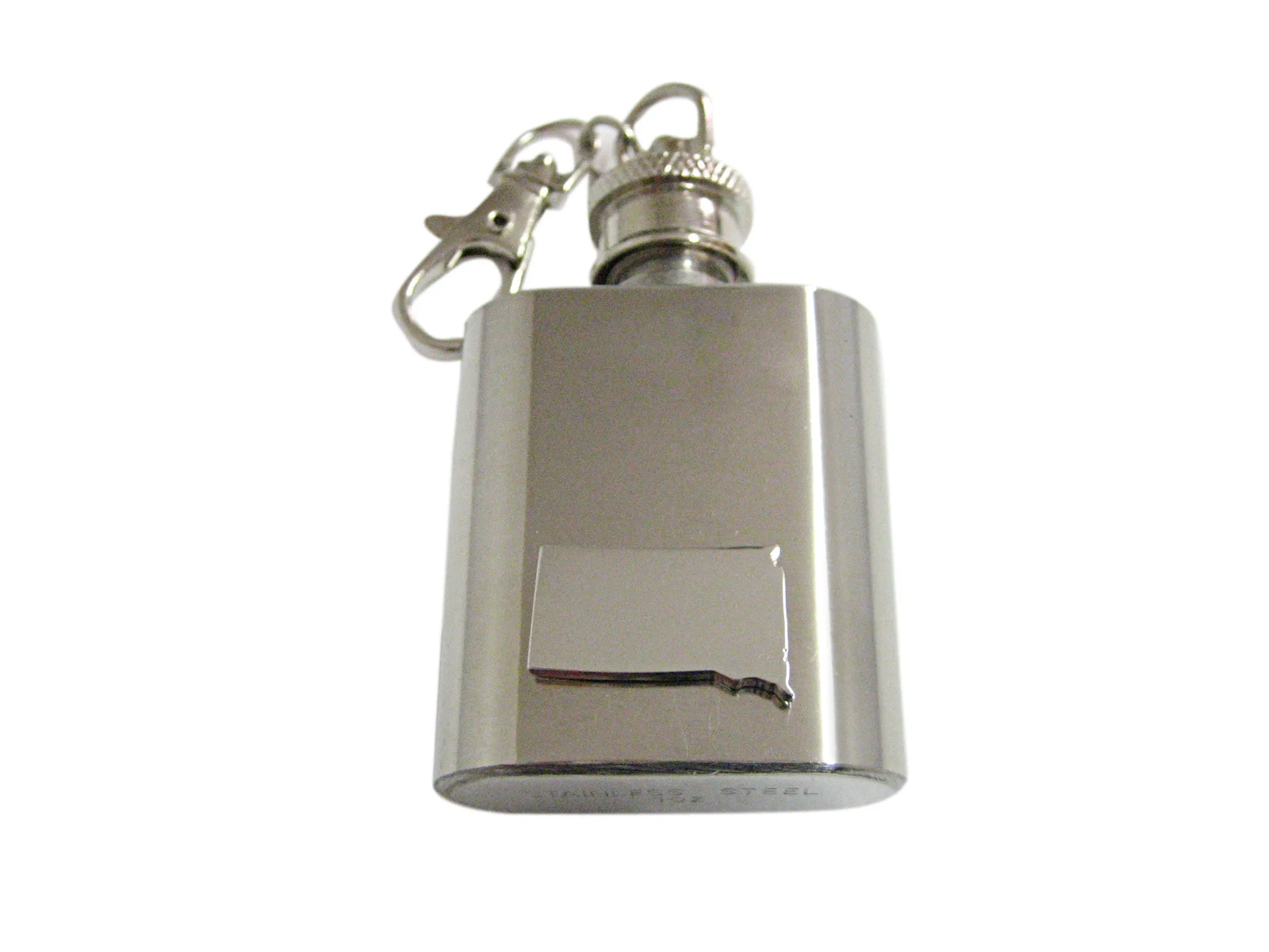 South Dakota State Map Shape 1 Oz. Stainless Steel Key Chain Flask