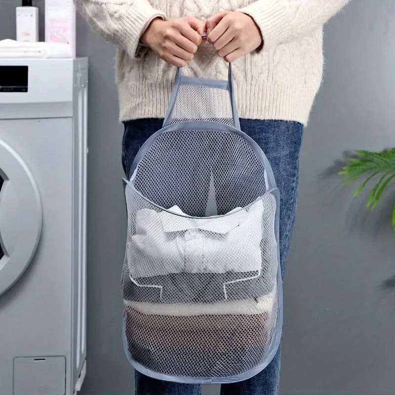 Space-Saving Foldable Toy Organizer – Durable Polyester Mesh Laundry Basket