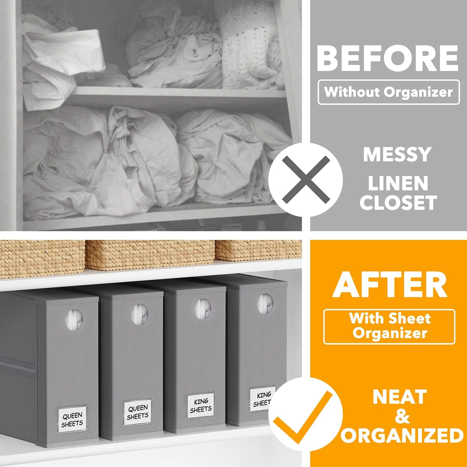 SpaceAid 4 Pack Bed Sheet Organization Folder in Gray