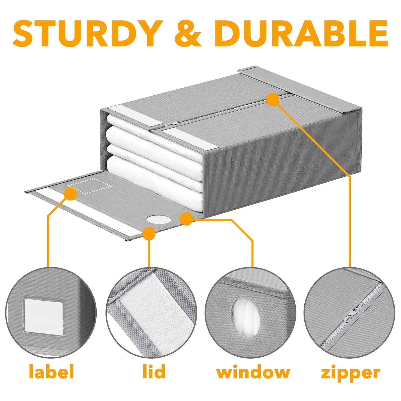 SpaceAid 4 Pack Bed Sheet Organization Folder in Gray
