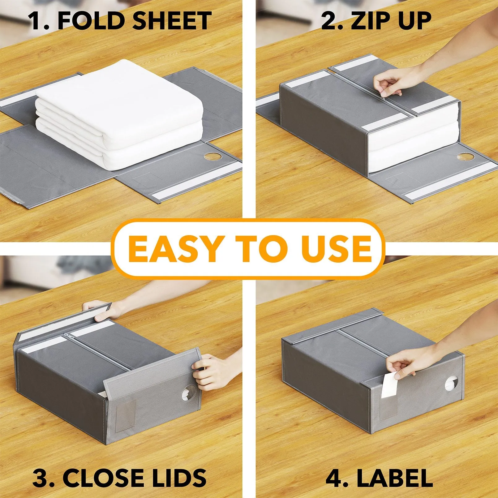SpaceAid 4 Pack Bed Sheet Organization Folder in Gray