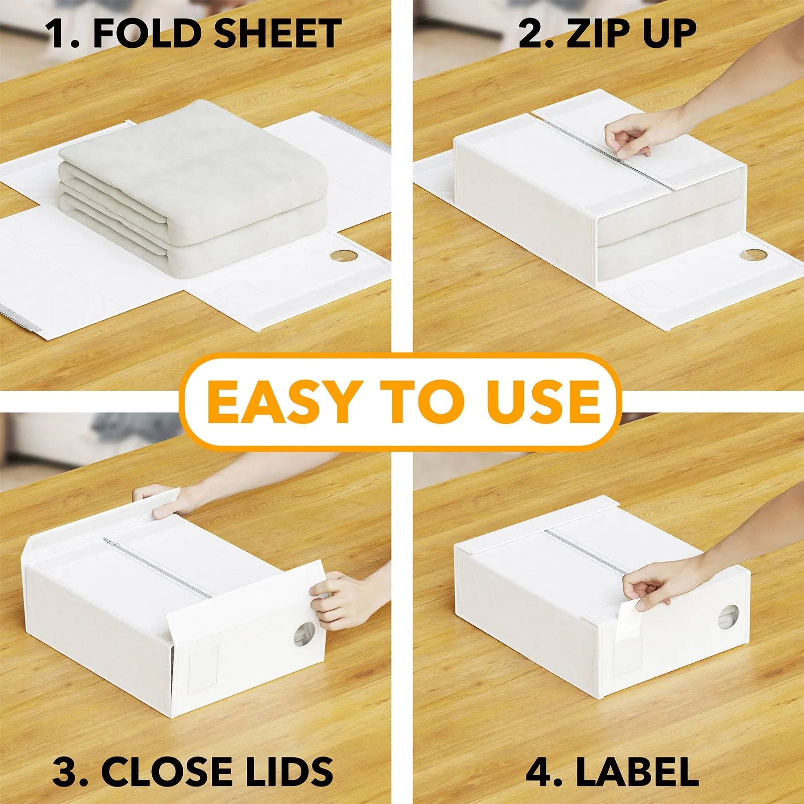 SpaceAid 8 Pack Bed Sheet Storage Organizer Set, White