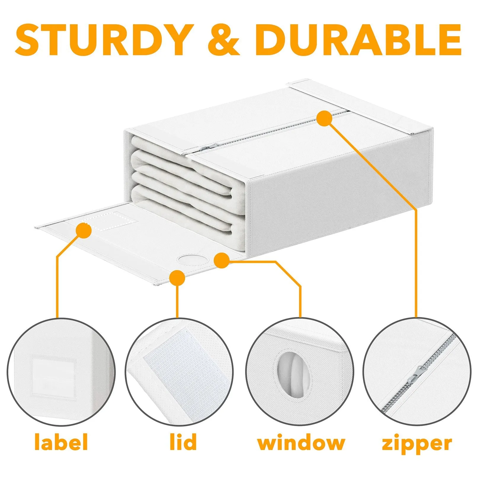 SpaceAid 8 Pack Bed Sheet Storage Organizer Set, White