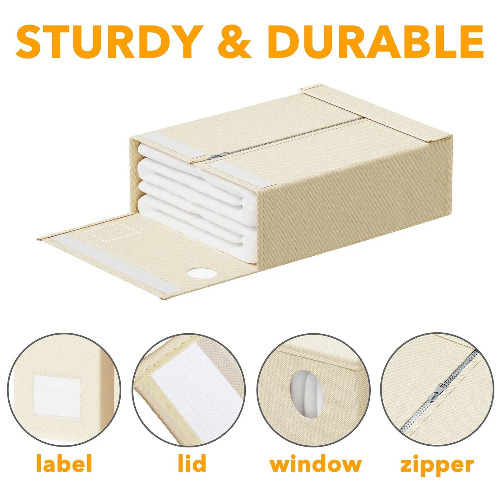 SpaceAid Foldable Bed Sheet Organizer 4 Pack Set, Beige
