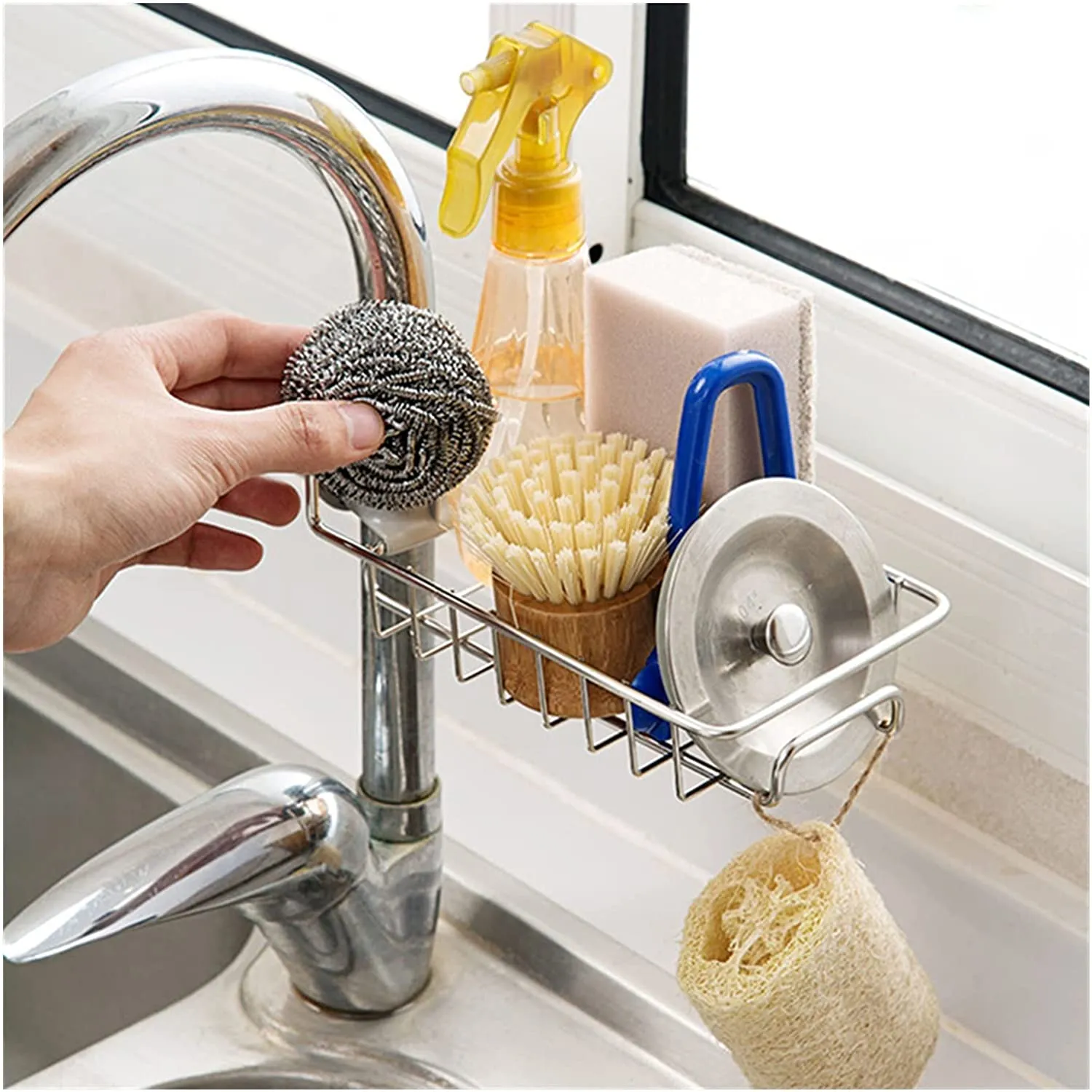 Sponge Holder Sink Organizer Drainer Faucet Hanging Storage Rack