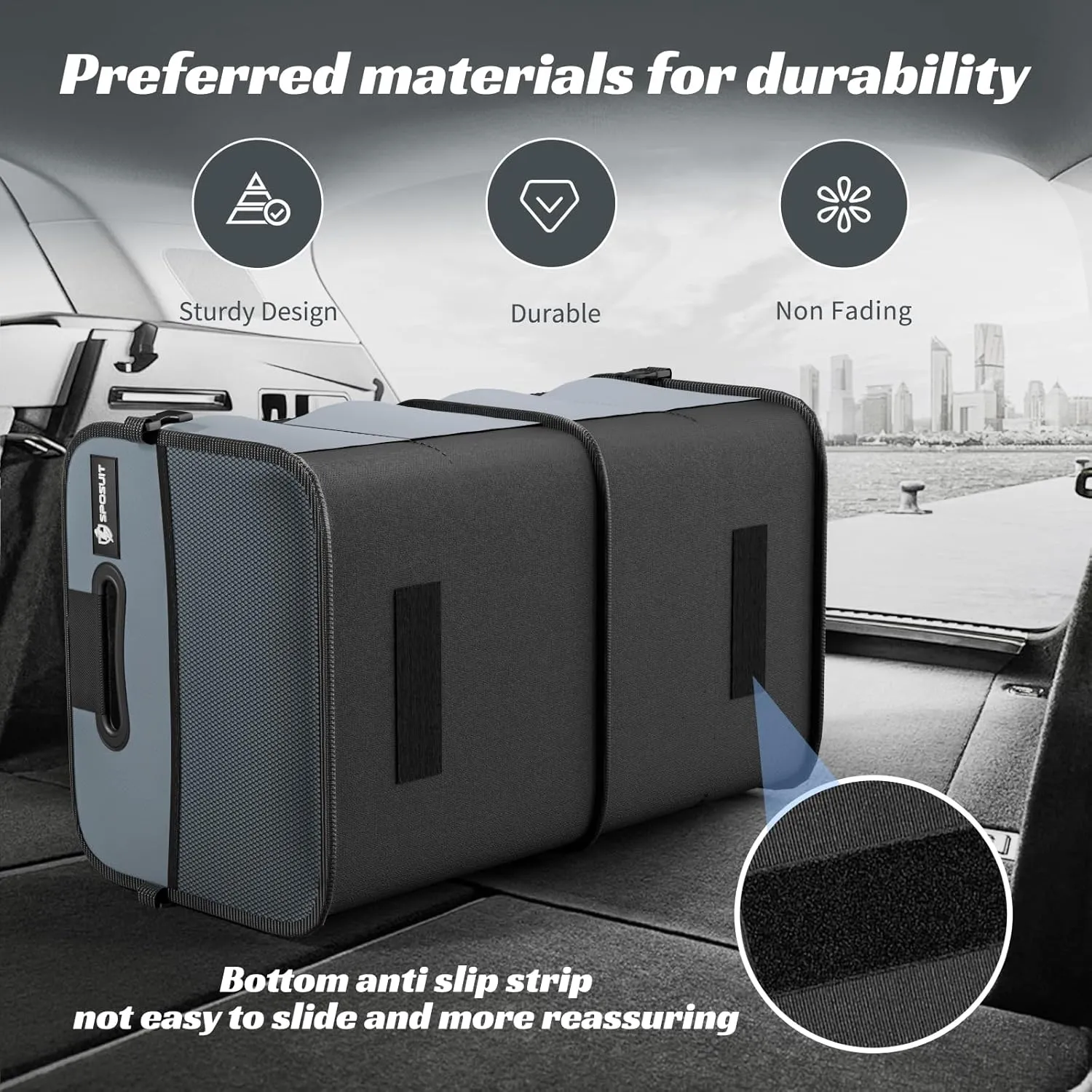 Sposuit Trunk Organizer for Car - 70L Collapsible Car Storage with 11 Pockets & Reinforced Handles, SUV Trunk Organizers for Grocery Cargo(Grey)