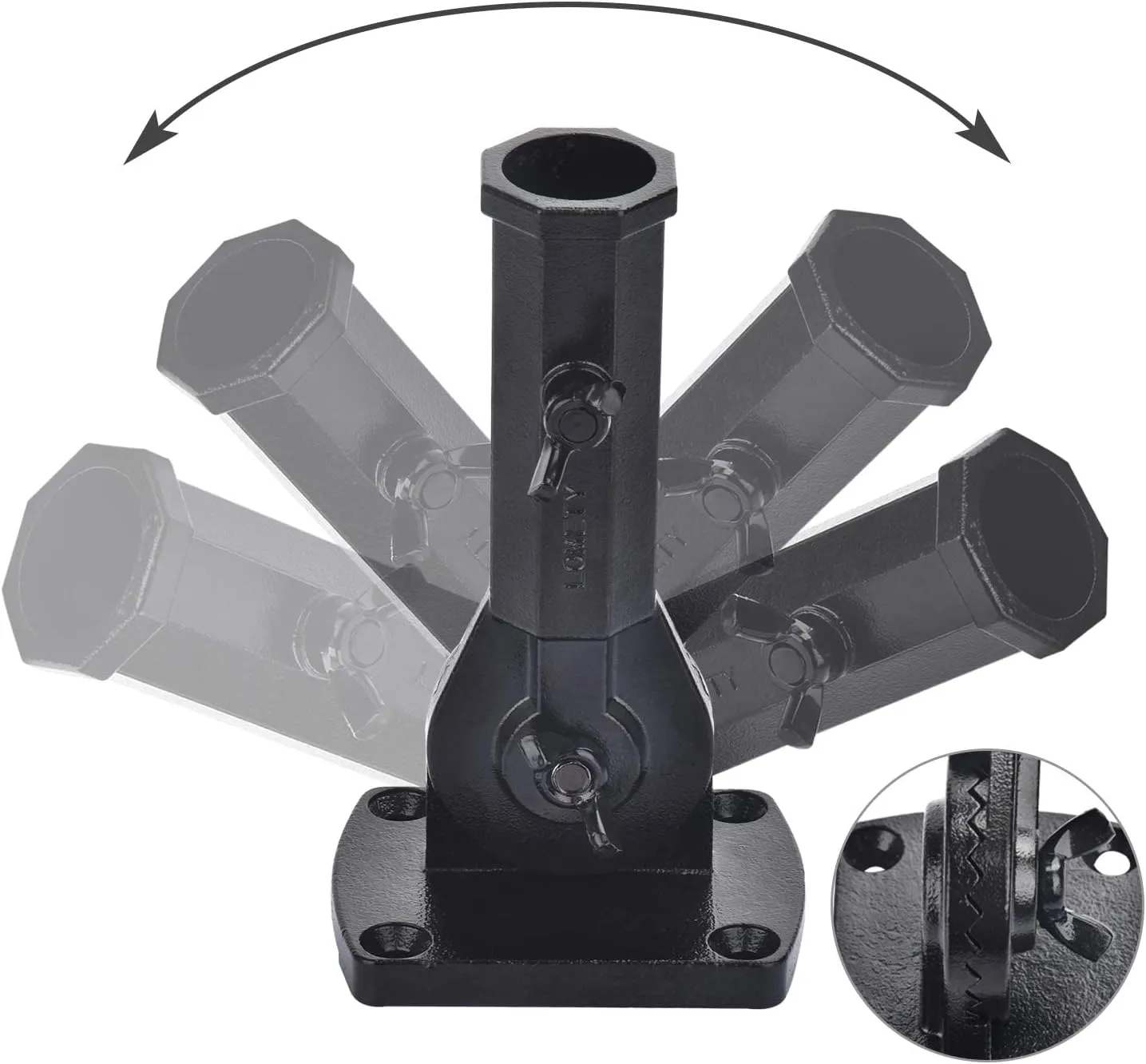 Stainless Steel Flag Pole Holder Heavy Duty Multi-Position Flag Pole Bracket Multi-Angle Adjustment Wall mounting Bracket for 1 inch Flag Pole (Black)