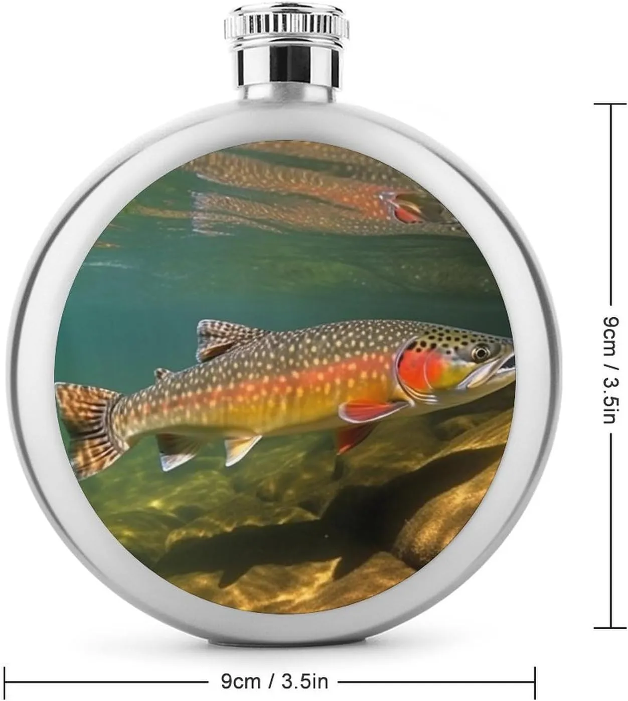 Stainless Steel Flasks for Liquor for Men Women,Brook Trout Fly Fishing Print Round Small Hip Liquor Flask,Portable Cute Funny Wine Whiskey Flask for Gift Camping Outdoor Activitie Wedding Party,5oz