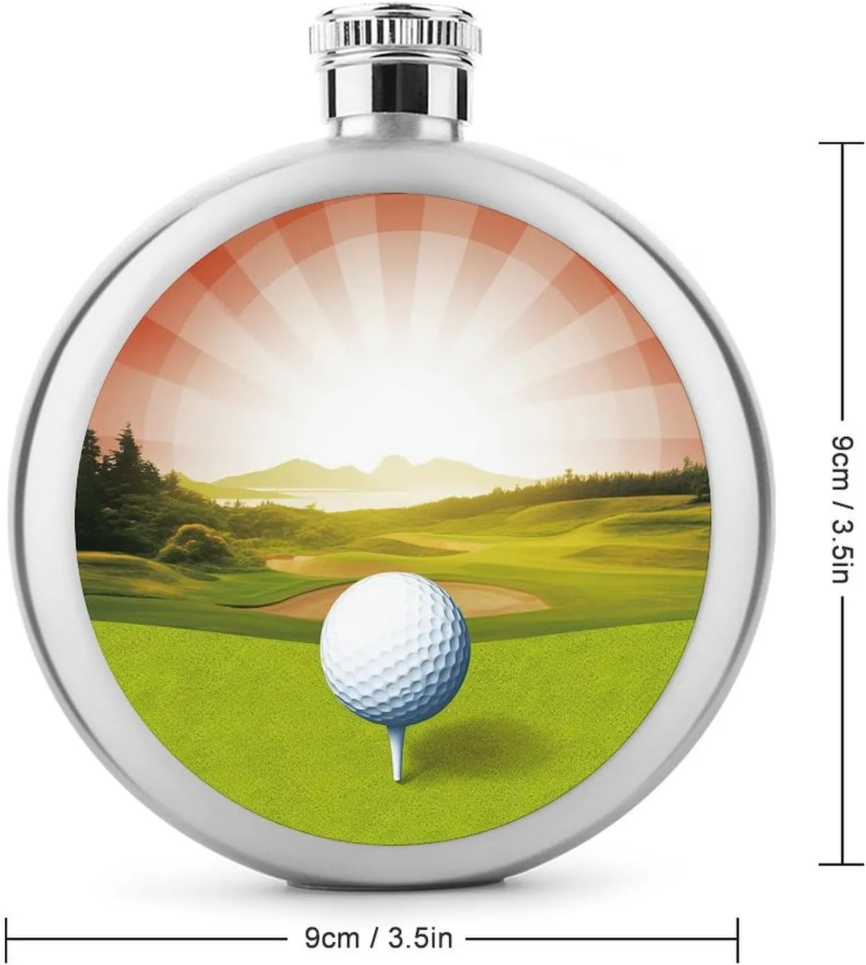 Stainless Steel Flasks for Liquor for Men Women,Golf Sport Print Round Small Hip Liquor Flask,Portable Cute Funny Wine Whiskey Flask for Gift Camping Outdoor Activitie Wedding Party,5oz