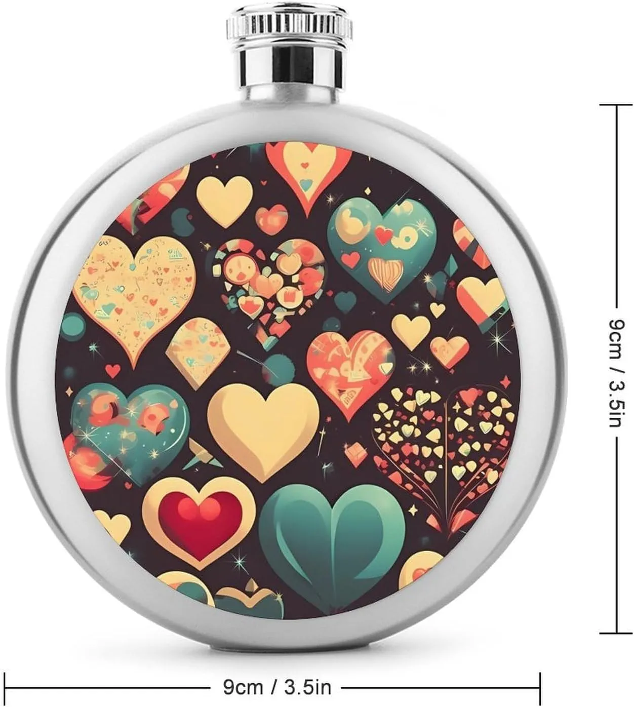 Stainless Steel Flasks for Liquor for Men Women,Heart Crush Flower Print Round Small Hip Liquor Flask,Portable Cute Funny Wine Whiskey Flask for Gift Camping Outdoor Activitie Wedding Party,5oz