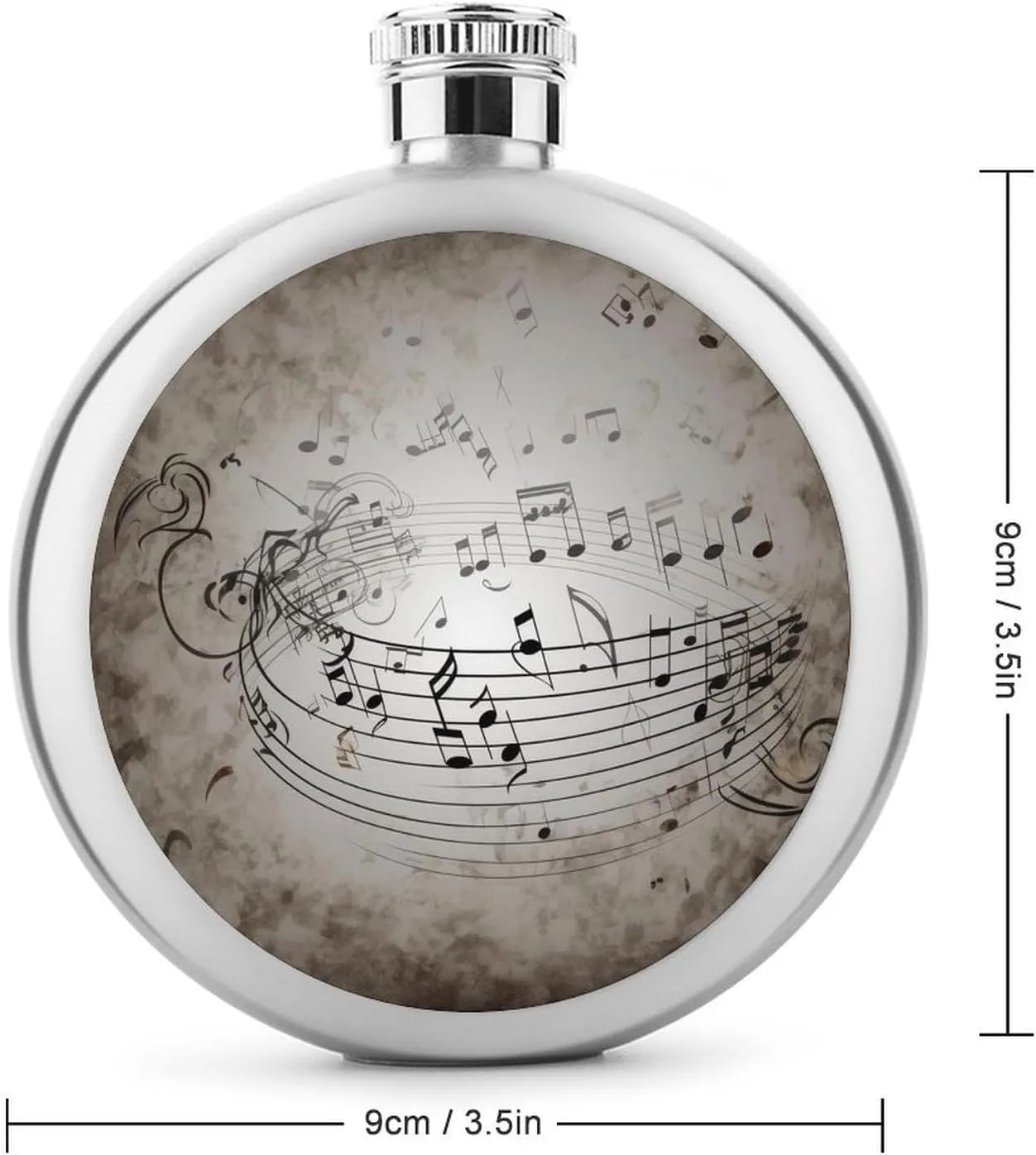Stainless Steel Flasks for Liquor for Men Women,Music Note Wall Print Round Small Hip Liquor Flask,Portable Cute Funny Wine Whiskey Flask for Gift Camping Outdoor Activitie Wedding Party,5oz