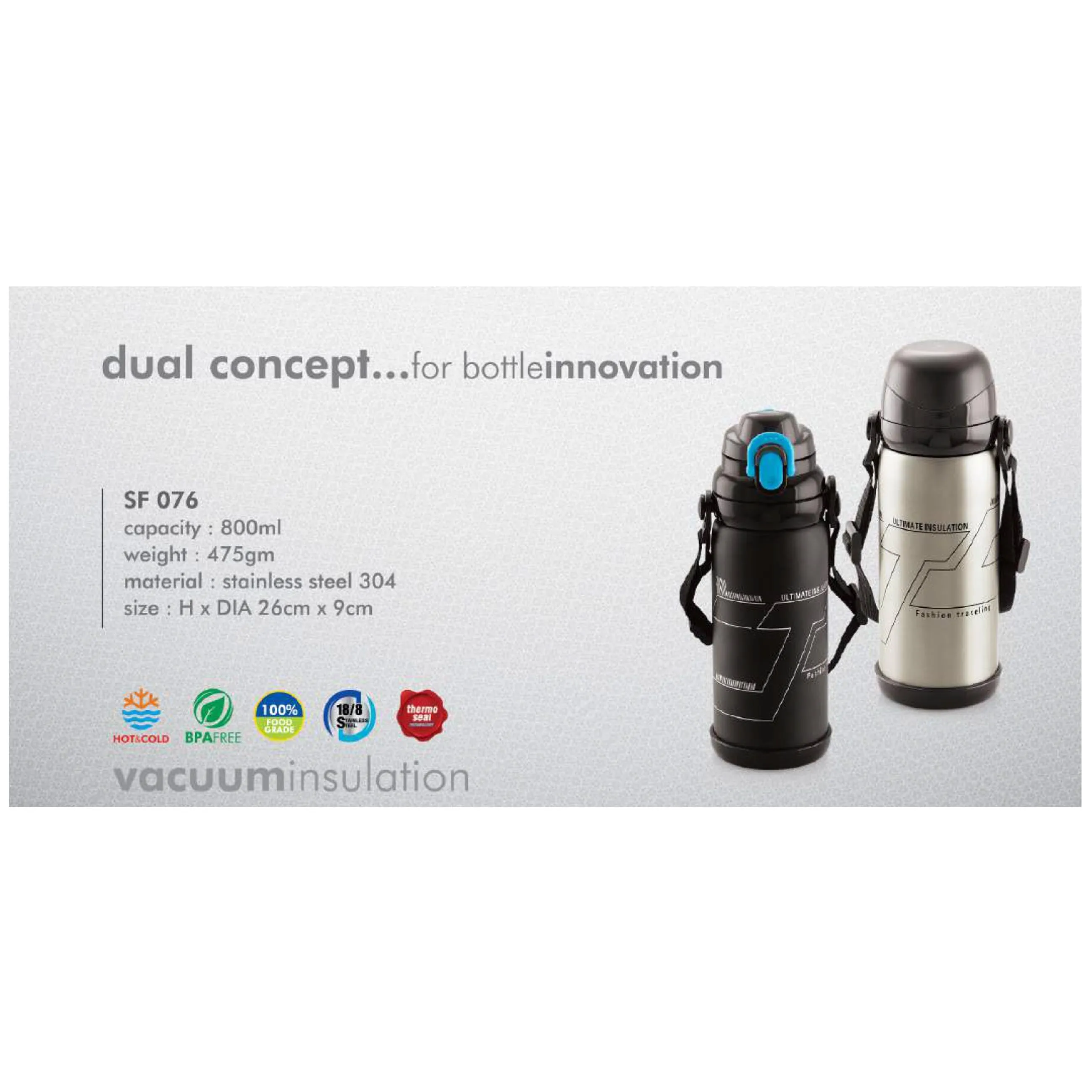Stainless Steel Vacuum Bottle/Flask - SF 076 - 800ml