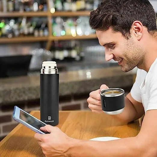 Stainless Steel Vacuum Flask Set with 3 Steel Cups