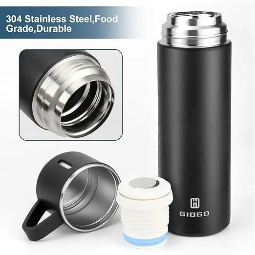 Stainless Steel Vacuum Flask Set with 3 Steel Cups