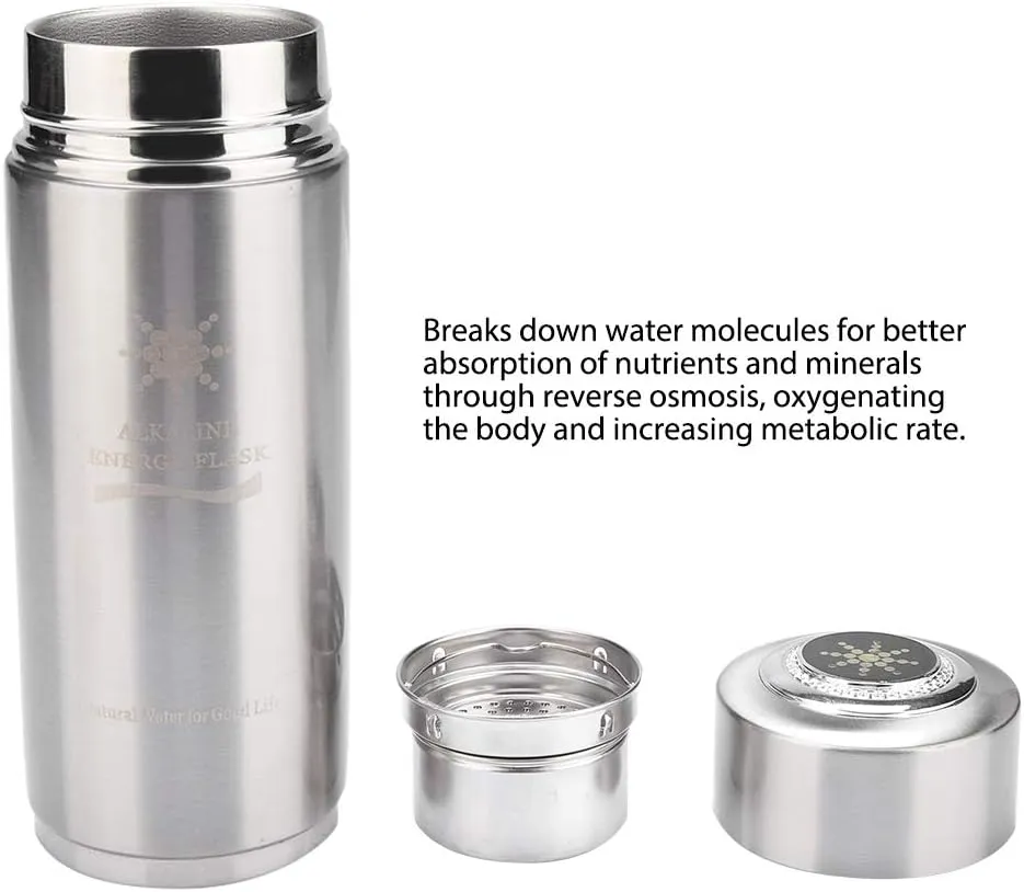 Stainless Water Bottle Portable Nano Balance Bio Energy Lonizer Cup Flask for Health Enthusiasts (Sliver)