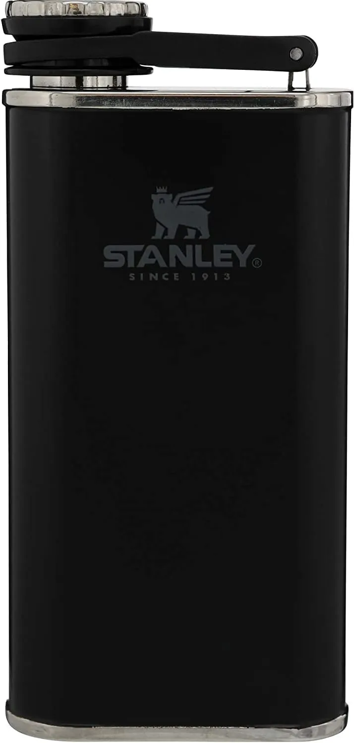 Stanley Adventure Pre-Party Flask and Nesting Shot Glass Set | 8 oz Leakproof Hip Flask | 4 Shot Glasses in Travel Carrying Case | Insulated Stainless Steel Liquor Flask | BPA-Free | Matte Black
