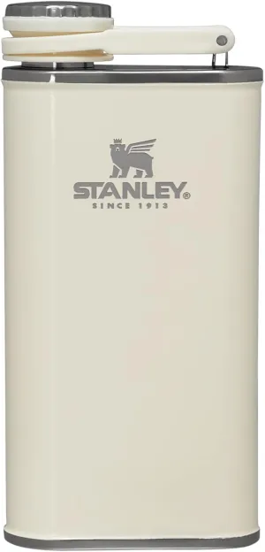 Stanley Classic Easy Fill Wide Mouth Flask 8 oz | Leakproof Hip Flask | Hinge Connected Never Lose Cap | Insulated Stainless Steel Liquor Container | BPA-Free | Cream Gloss