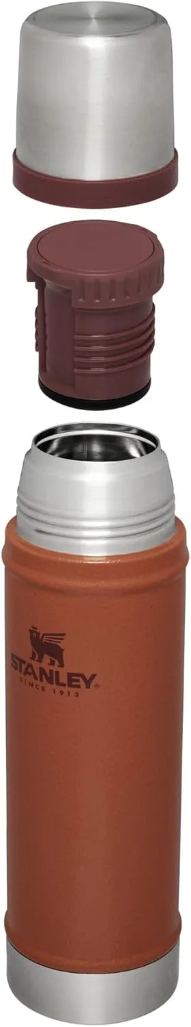 Stanley Classic Legendary Vacuum Bottle 20 oz | Wide Mouth with Leakproof Cup Lid | Keep Drinks Hot or Cold | Packable for Travel | Insulated Stainless Steel Thermos | BPA-Free | Hammertone Clay