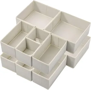 Stero 12 Pack Drawer Organizers for Clothing, Dresser Drawer Organizer Clothes, Fabric Foldable Closet Organizers and Storage Basket Bins for Clothes, Underwear, Bras, Socks (Light Grey)