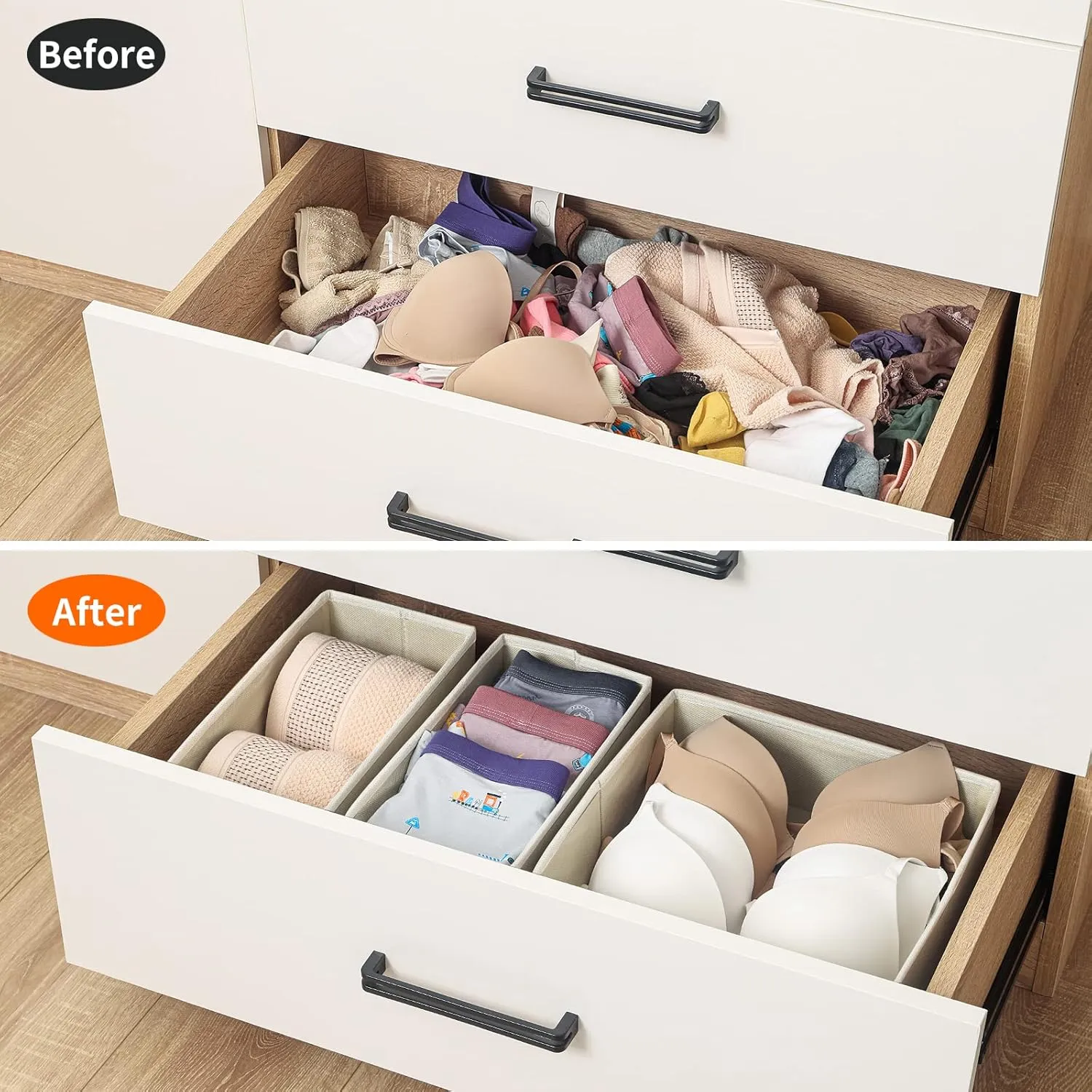 Stero 12 Pack Drawer Organizers for Clothing, Dresser Drawer Organizer Clothes, Fabric Foldable Closet Organizers and Storage Basket Bins for Clothes, Underwear, Bras, Socks (Light Grey)