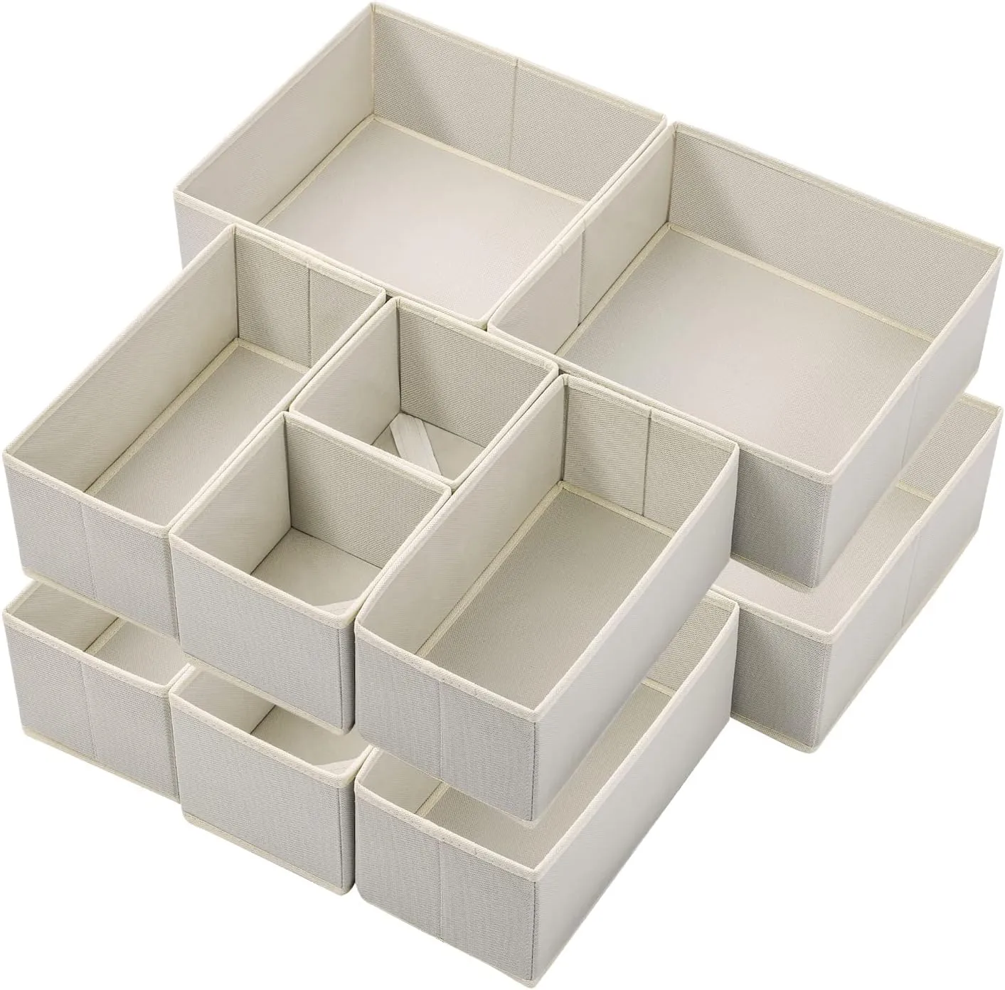 Stero 12 Pack Drawer Organizers for Clothing, Dresser Drawer Organizer Clothes, Fabric Foldable Closet Organizers and Storage Basket Bins for Clothes, Underwear, Bras, Socks (Light Grey)
