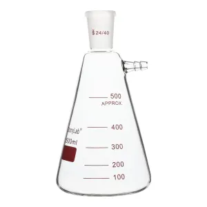 stonylab Filtering Flask with 24/40 Standard Taper Outer Joint, Heavy Wall Borosilicate Glass Filter Flask, Bolt Neck with Tubulation, 500 ml