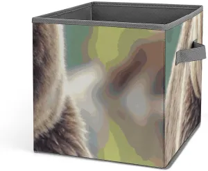 Storage Bins Closet Organizer with Handles Storage Bags Foldable Grizzly Bear Fabric Storage Cube for Closet Toys Clothing