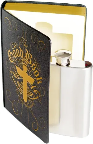 Suck UK Bible Flask - The Good Book Secret Alcohol Stash - Hidden Booze Container & Festival Drink Smuggler - Discreet Holy Water Hip Flask in Hollowed Book - Funny Gag Gift for Men & Drinkers