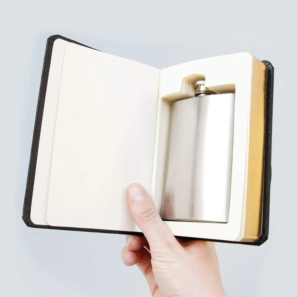 Suck UK Bible Flask - The Good Book Secret Alcohol Stash - Hidden Booze Container & Festival Drink Smuggler - Discreet Holy Water Hip Flask in Hollowed Book - Funny Gag Gift for Men & Drinkers